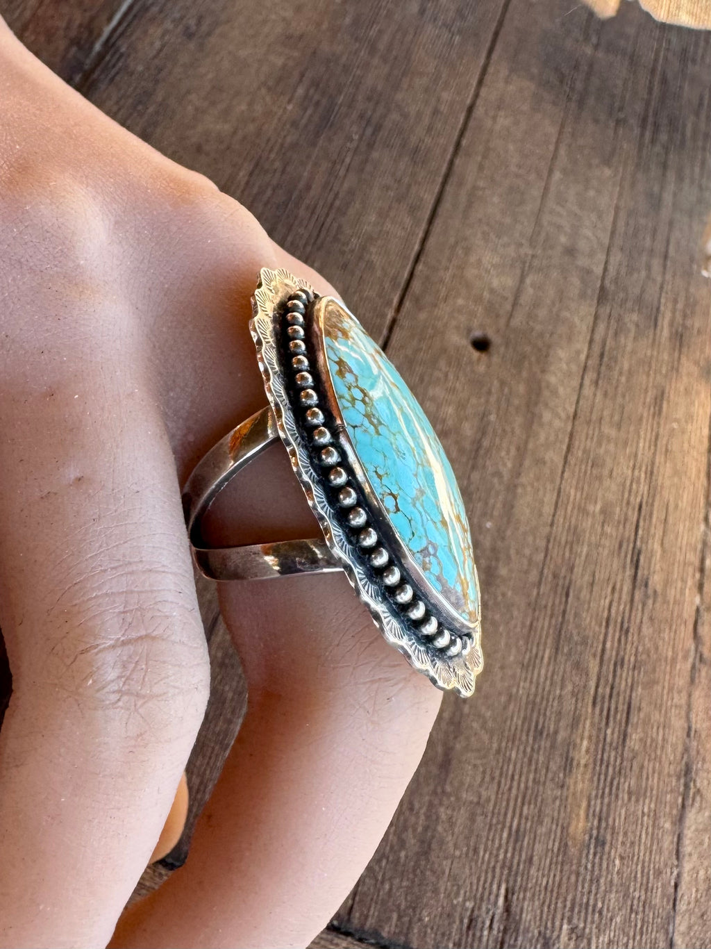 No8 Turquoise Statement Ring. Size 8.5