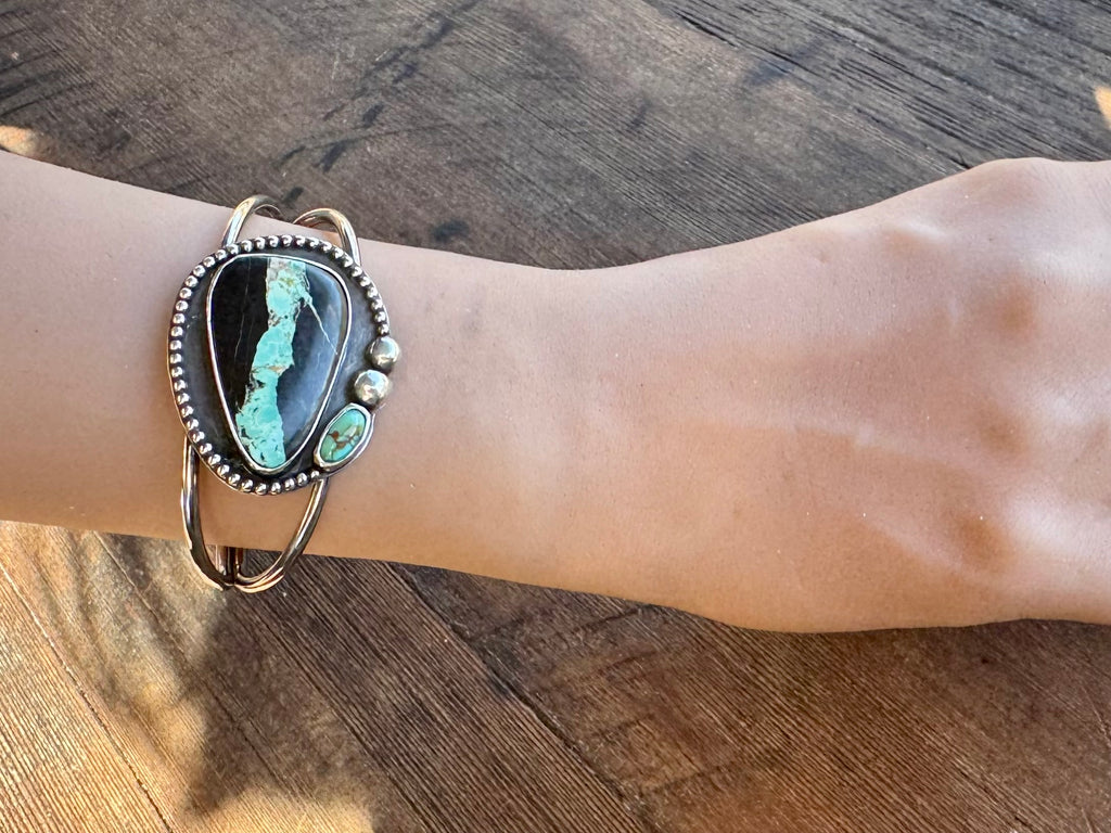Blackjack & Kingman Turquoise Sterling Silver Cuff