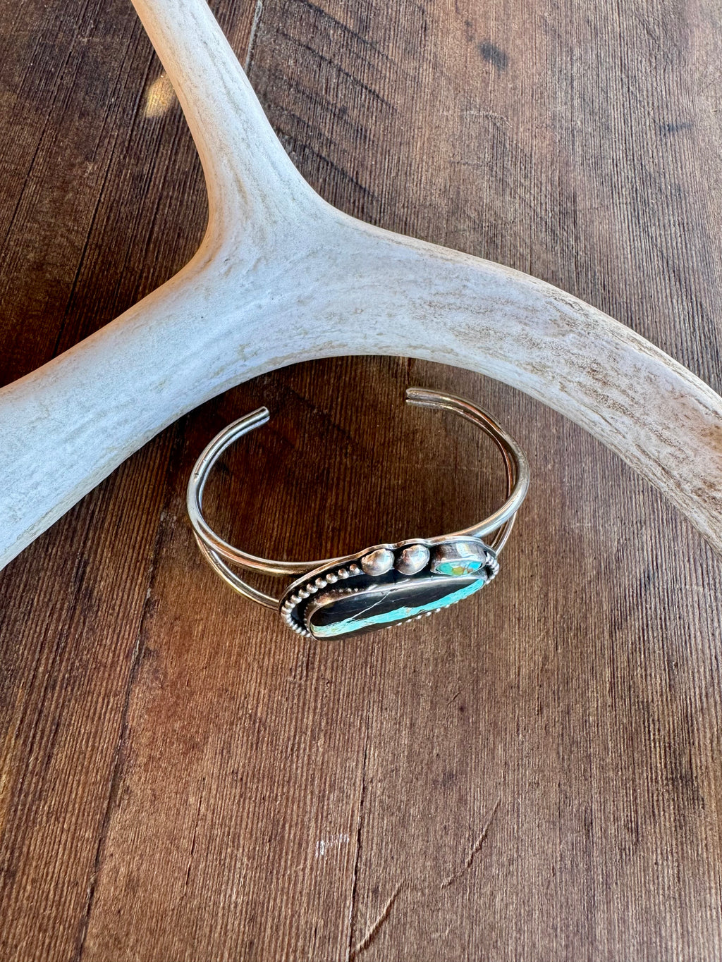 Blackjack & Kingman Turquoise Sterling Silver Cuff