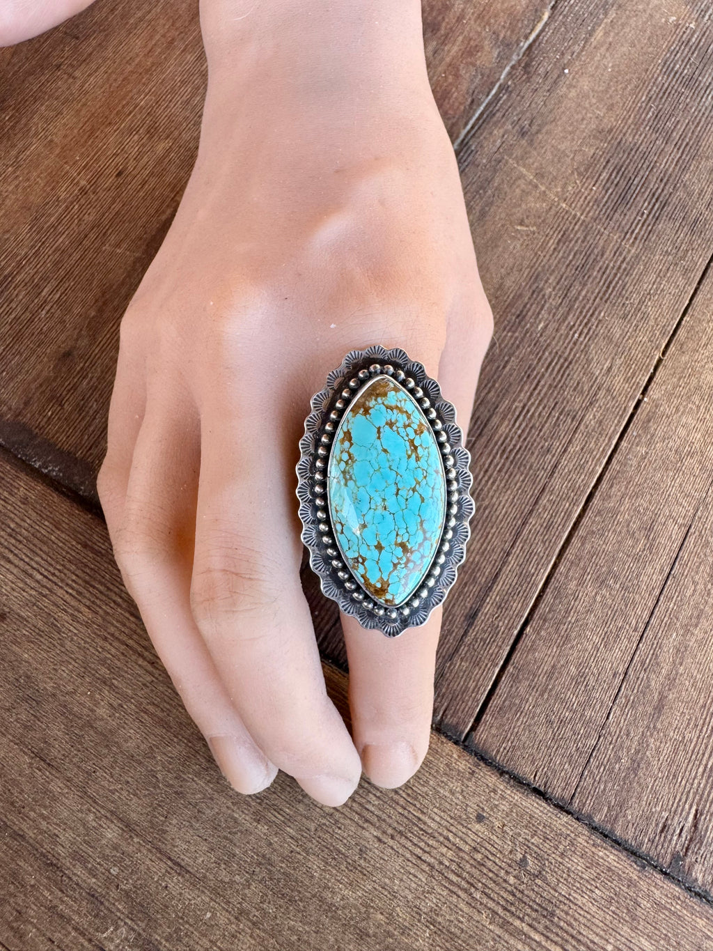 No8 Turquoise Statement Ring. Size 8.5