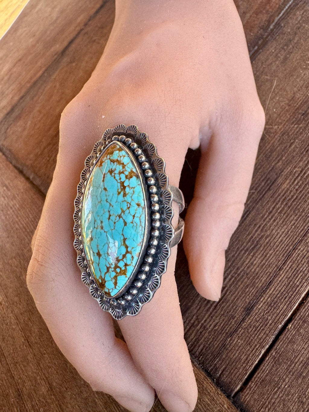 No8 Turquoise Statement Ring. Size 8.5