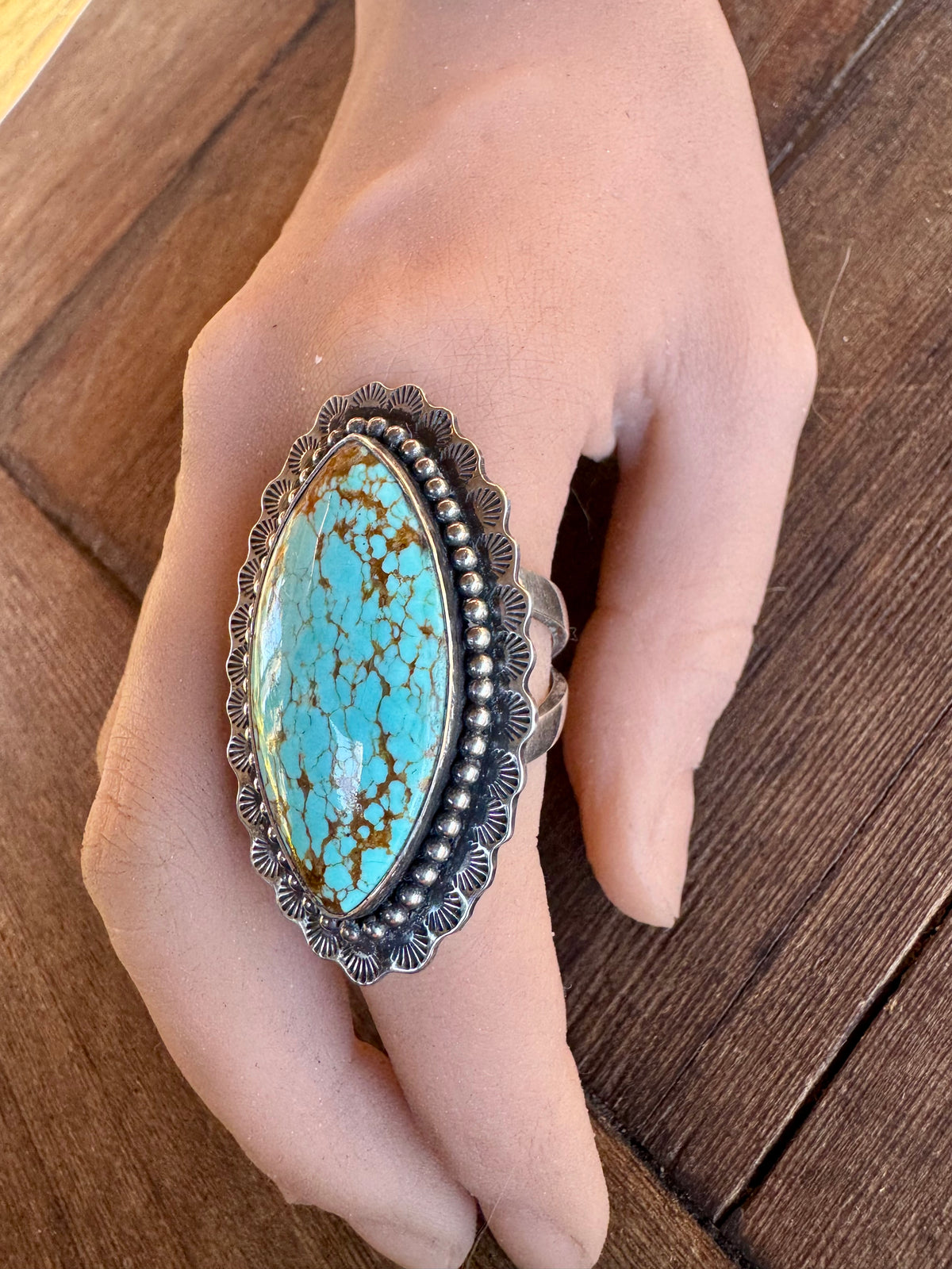 No8 Turquoise Statement Ring. Size 8.5