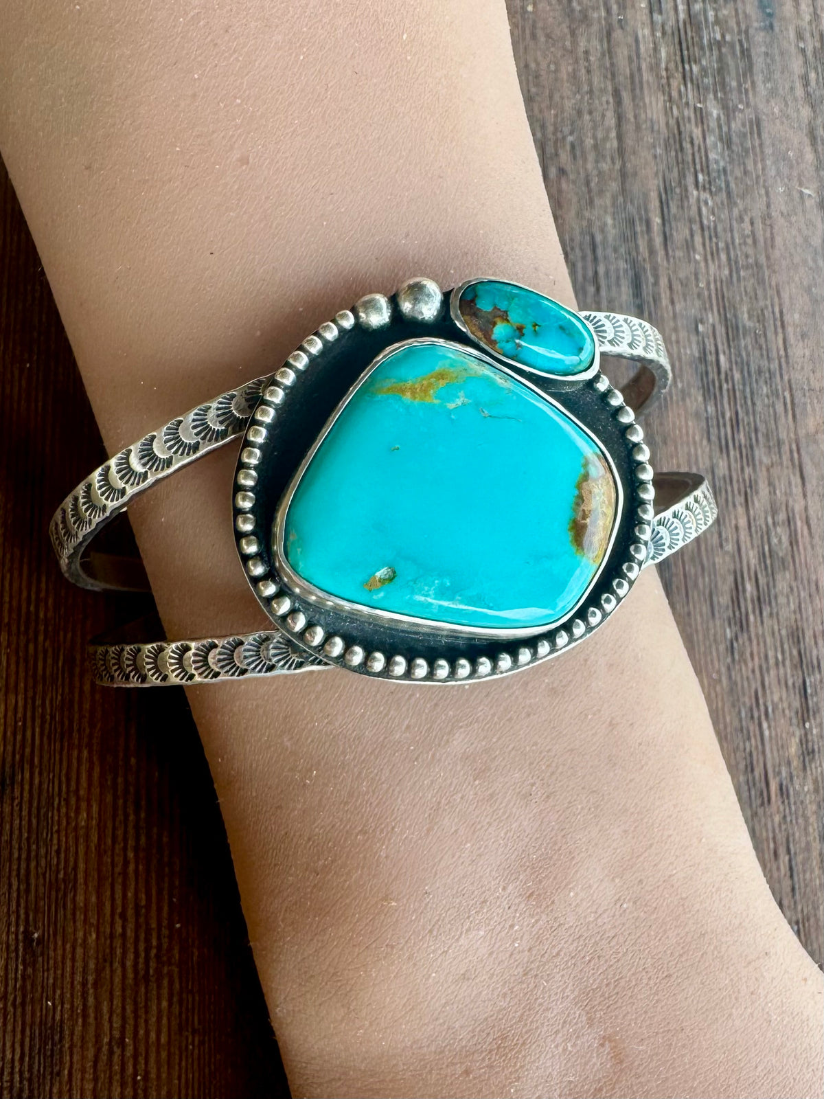Royston Turquoise with a  Kingman accent cuff Bracelet. 7” wrist.