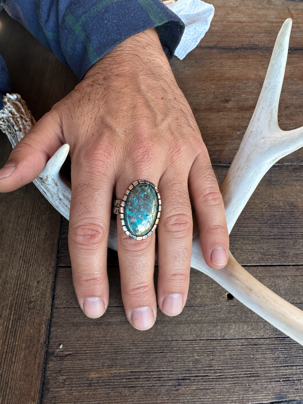 Morenci Turquoise Men’s Ring. Size 11.5