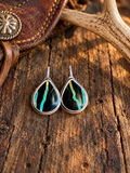 Sterling Silver Blackjack Turquoise Earrings.