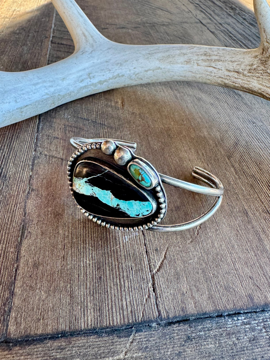 Blackjack & Kingman Turquoise Sterling Silver Cuff