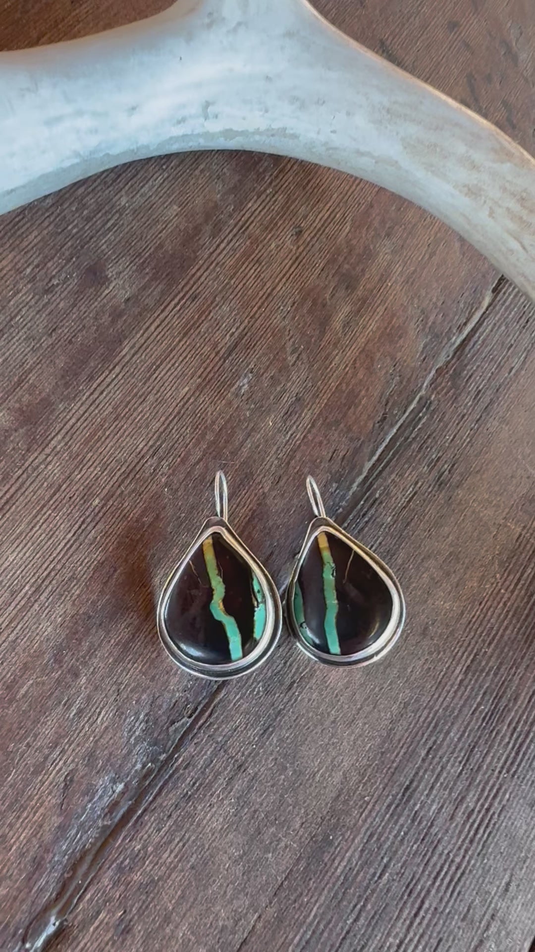 Sterling Silver Blackjack Turquoise Earrings.