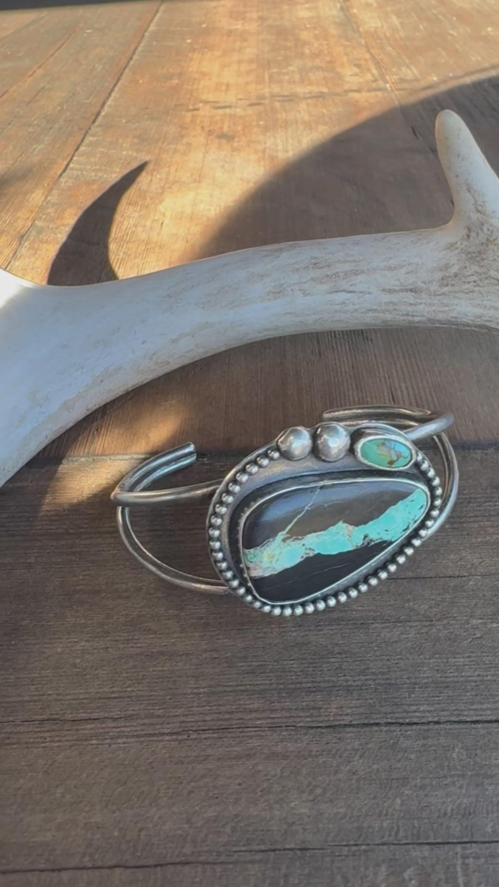 Blackjack & Kingman Turquoise Sterling Silver Cuff